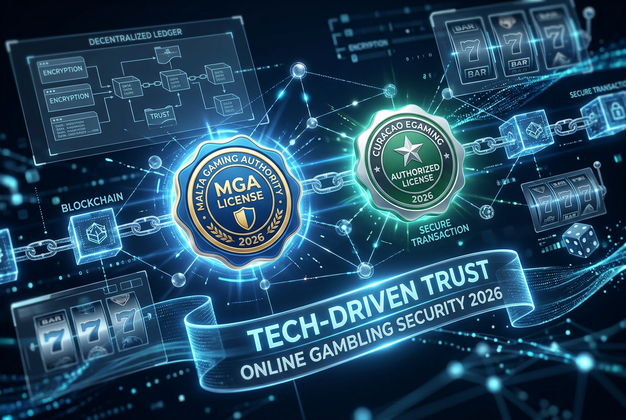 Visual representation of digital security and legal licenses in the 2026 online gambling industry